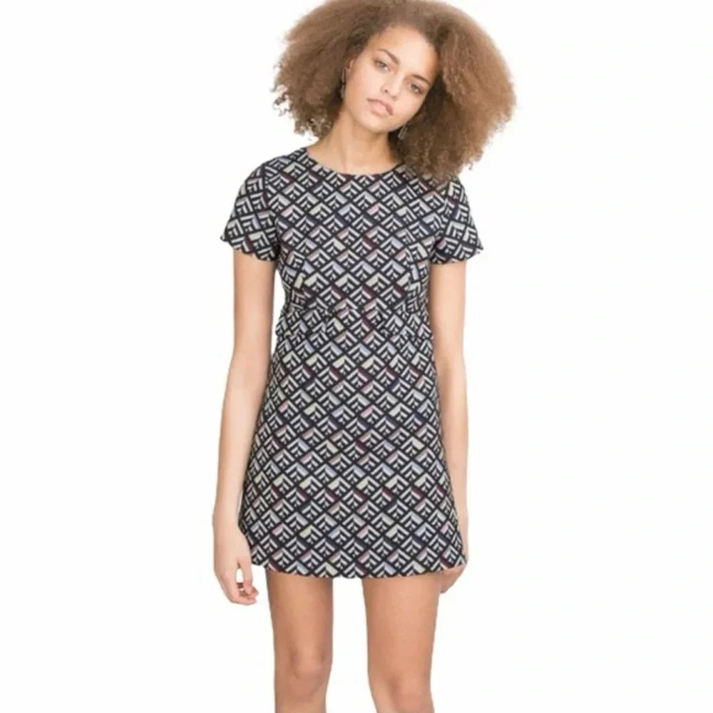Zara Trafaluc Geometric Retro Romper Dress Skort size Small Made in Morocco